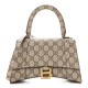 BALENCIAGA X GUCCI GG Supreme Monogram Small Hourglass Top Handle Bag Beige Ebony BALENCIAGA X GUCCI GG Supreme Monogram Small Hourglass Top Handle Bag Beige Ebony