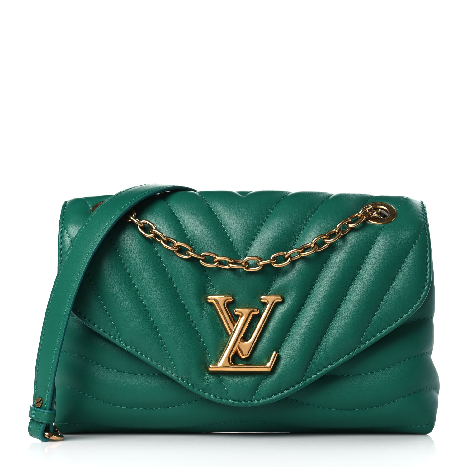 LOUIS VUITTON Calfskin New Wave Chain Bag MM Emerald