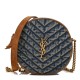 SAINT LAURENT Denim Quilted Monogram Round Crossbody Bag Rodeo Blue SAINT LAURENT Denim Quilted Monogram Round Crossbody Bag Rodeo Blue